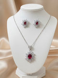 red neckles and earring