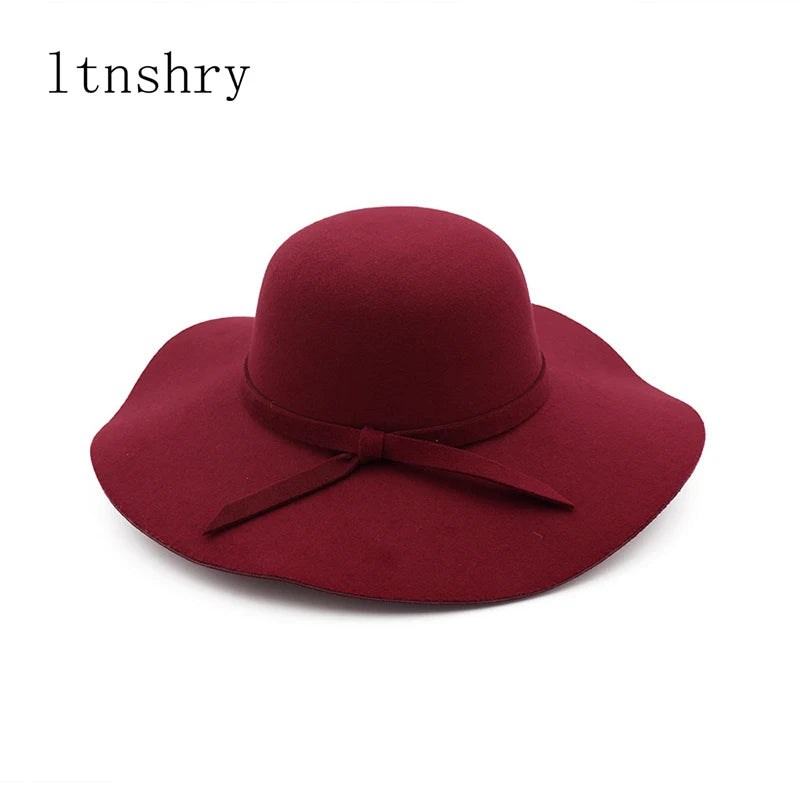 Winter Hats for Women Bucket Cap Soft Vintage Wide Brim Wool Felt Bowler Fedora Hat Floppy Cloche Women's Large Hat Church Cap