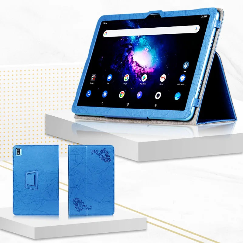 Print Flower Leather Cover For TCL TAB 10 Gen 2 10.36" Tablet Case with Hand Holder Grip Shell