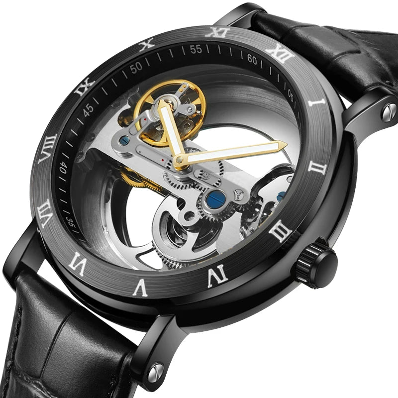 Mechanical Wristwatches Watches for Man Watches Golden Bridge Skeleton Automatic Mechanical Mens Watch Reloj Hombre Montre Homme