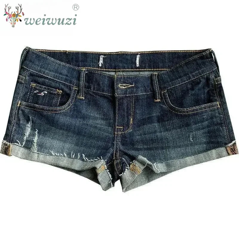 Jeans for Women Low Rise Curled Denim Shorts Skinny Summer New Y2k Spicy Girl Casual Streetwear Sexy Nightclub DJ Mini Shorts