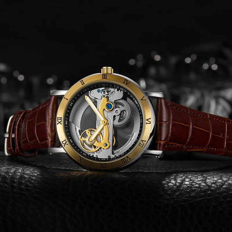 Mechanical Wristwatches Watches for Man Watches Golden Bridge Skeleton Automatic Mechanical Mens Watch Reloj Hombre Montre Homme
