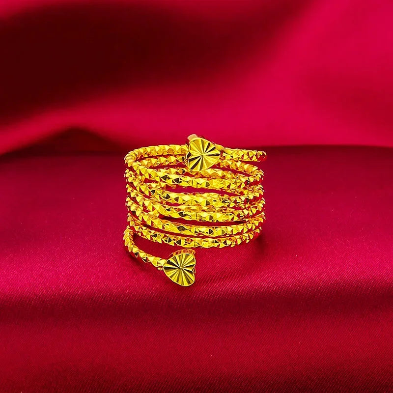 Heart Ring | AU999 Pure Gold, 3D mixed motifs with diamonds, adjustable fit, charming Giving a gift to friend