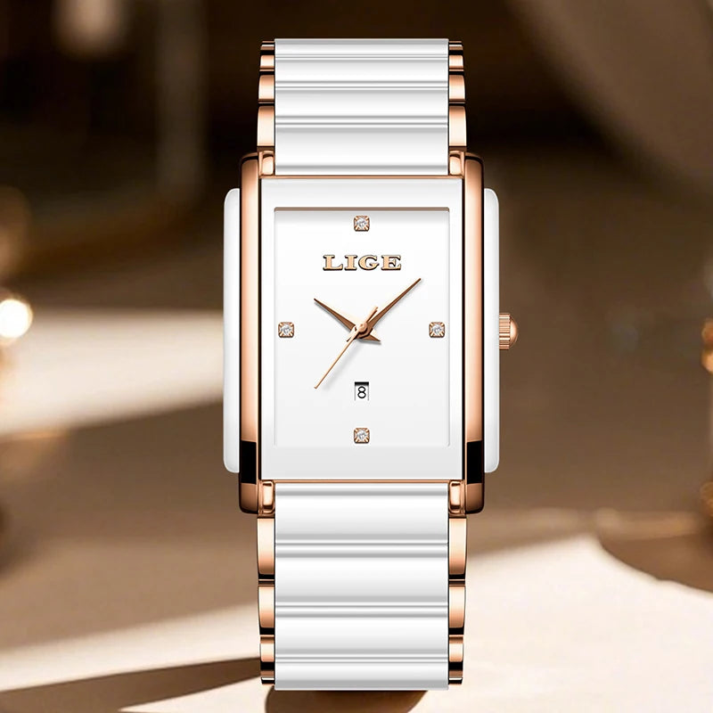 LIGE 2026 NEW Women's Watch Luxury Clock Fashion Ceramic Strap Waterproof Quartz Wristwatch Watches for Women Relogio Feminino
