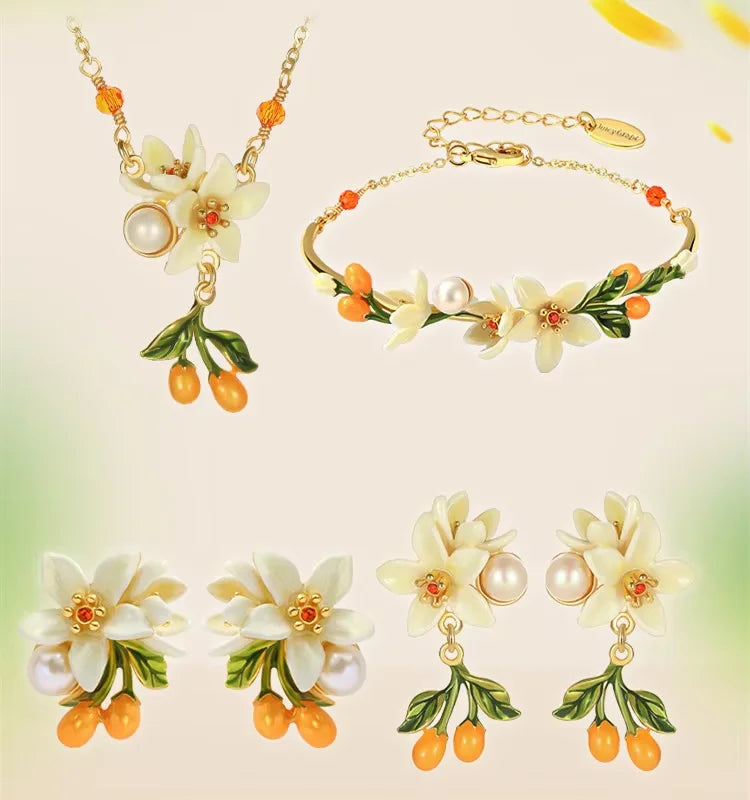 Juicy Grape Fine Jewery Set for Women 2026 New Trend Orange Blossom Jewery Accessory Original Design Birthday Christmas Gifts