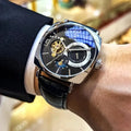 [Mechanical Men's Watch] Retro Mechanical Men's Watch | Elegant, Skeleton Dial, Hollow Design, Alloy Case, Synthetic Leather Strap | Business and Casual Wear, No Batteries Required