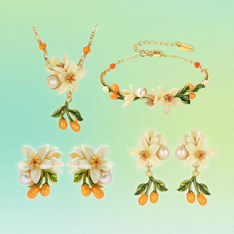 Juicy Grape Fine Jewery Set for Women 2026 New Trend Orange Blossom Jewery Accessory Original Design Birthday Christmas Gifts