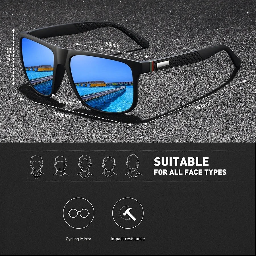 Fashion Outdoor Driving Sunglasses Popular Square Frame Sun Glasses Classic Men's and Women's Fishing Hiking Glasses