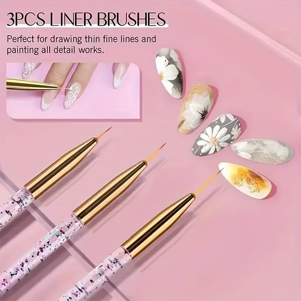 Nail Art Brush Kit for Nail Painting, Floral Carving, Gem Placement, Gel Application, Color Blending, and Line Work.