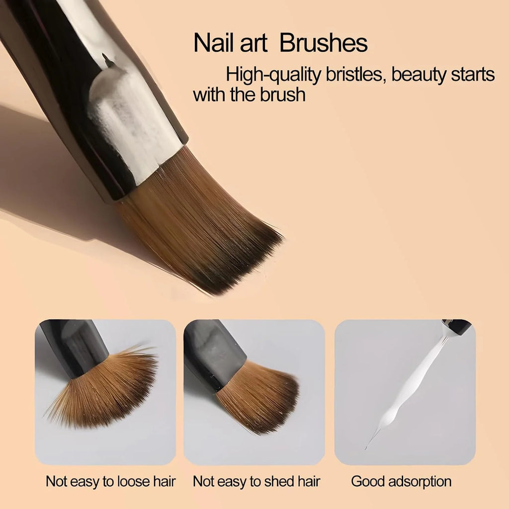 LINMANDA Nail Art Design Pen Painting Tools with Nail Extension Gel Brush Nail Gel Brush Salon at Home DIY Manicure 9Psc