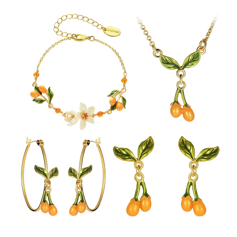 Juicy Grape Fine Jewery Set for Women 2026 New Trend Orange Blossom Jewery Accessory Original Design Birthday Christmas Gifts