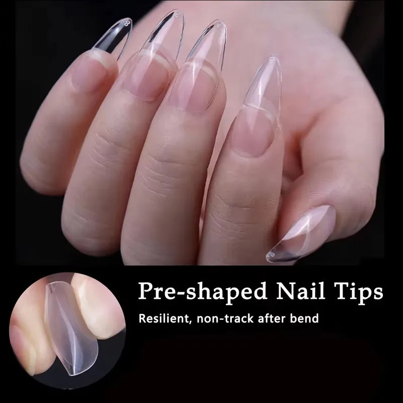600 Pointed Nail Tips, Semi-Matte, Full Coverage, Acrylic Nail Tips, Medium Adhesive, False Nails, Nail Salon, Home DIY, Press-On Nails