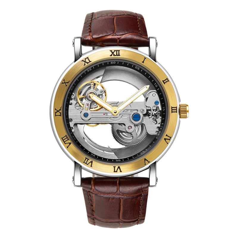 Mechanical Wristwatches Watches for Man Watches Golden Bridge Skeleton Automatic Mechanical Mens Watch Reloj Hombre Montre Homme