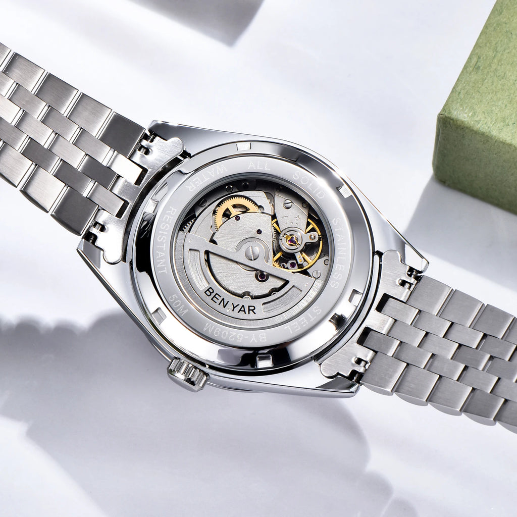 BENYAR Mens Watches Top Brand Luxury Man Mechanical Wristwatches Automatic Watch For Men Waterproof Sports Stainless Steel Clock