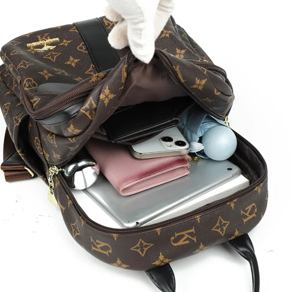 Ladies Backpack Designer High Quality Pu Leather Women Bag Luxury Printed Tassels School Bags Large Capacity A4 Backpacks Sac