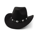 Black Western Cowboy Hats For Women Vintage Wide Brim Felt Fedoras Hats Gentleman Jazz Hats Lady Cowgirl Dress Cap Gifts