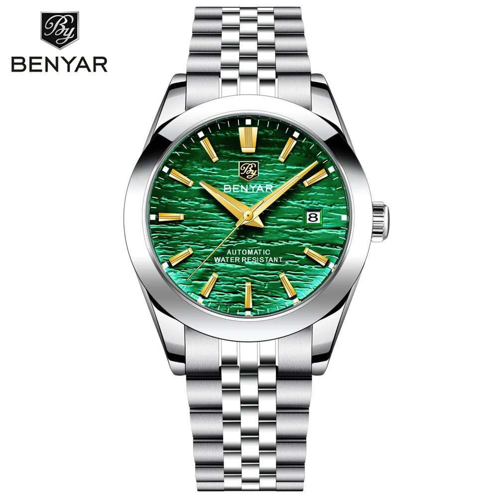 BENYAR Mens Watches Top Brand Luxury Man Mechanical Wristwatches Automatic Watch For Men Waterproof Sports Stainless Steel Clock