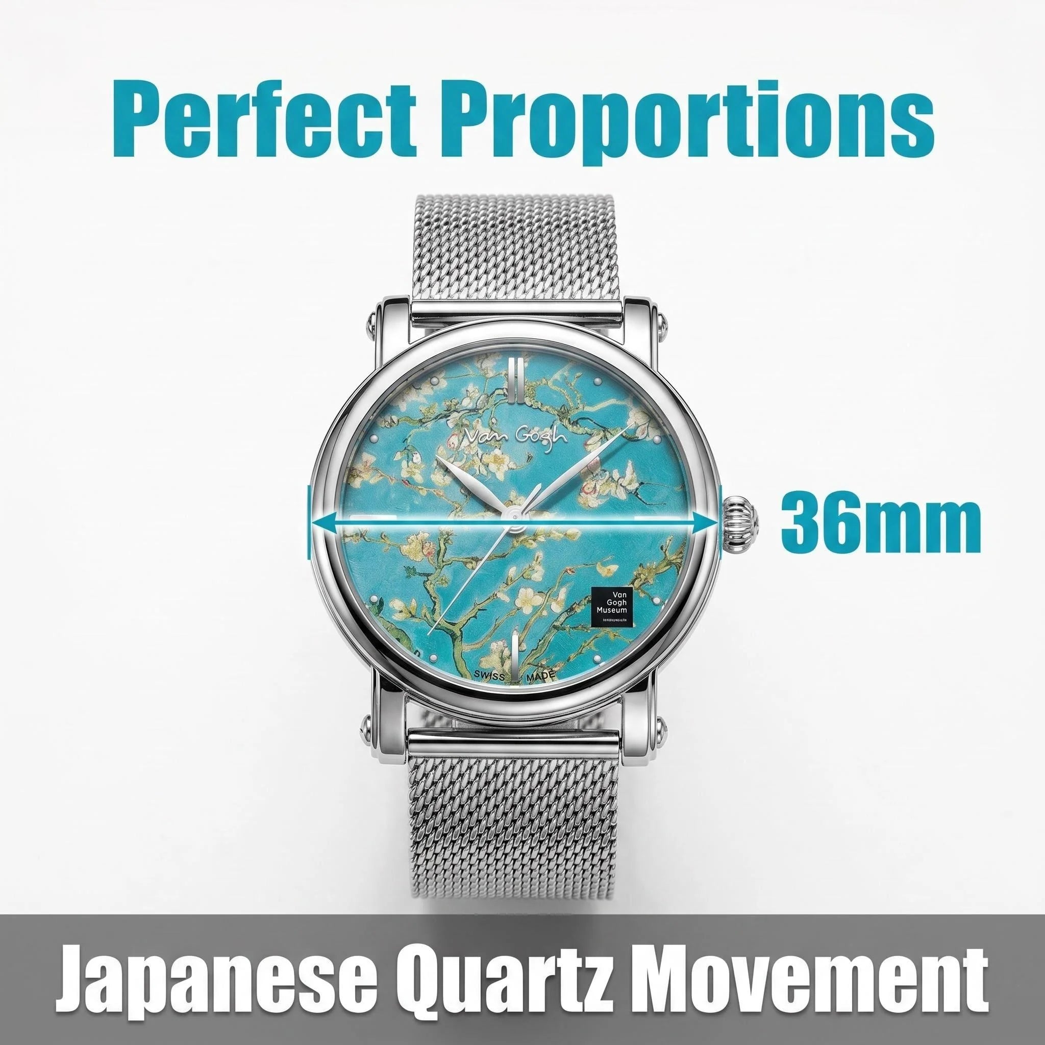 VAN GOGH New Watch For Women Quartz Watch Waterproof Classic Luxury Brand Ladies Watch Stainless Steel Strap Watches Reloj Mujer
