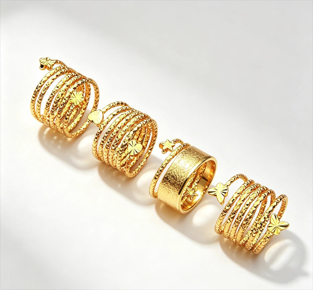 Heart Ring | AU999 Pure Gold, 3D mixed motifs with diamonds, adjustable fit, charming Giving a gift to friend