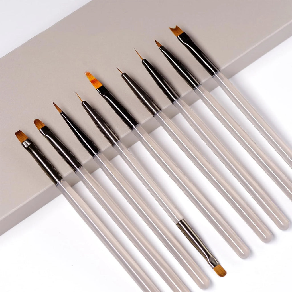 LINMANDA Nail Art Design Pen Painting Tools with Nail Extension Gel Brush Nail Gel Brush Salon at Home DIY Manicure 9Psc