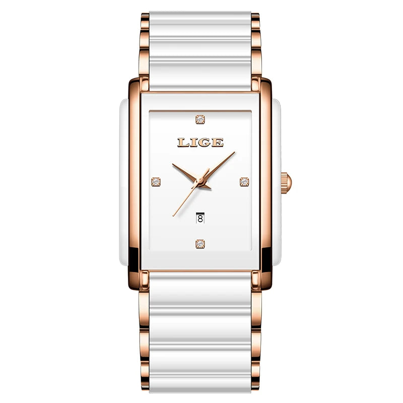 LIGE 2026 NEW Women's Watch Luxury Clock Fashion Ceramic Strap Waterproof Quartz Wristwatch Watches for Women Relogio Feminino