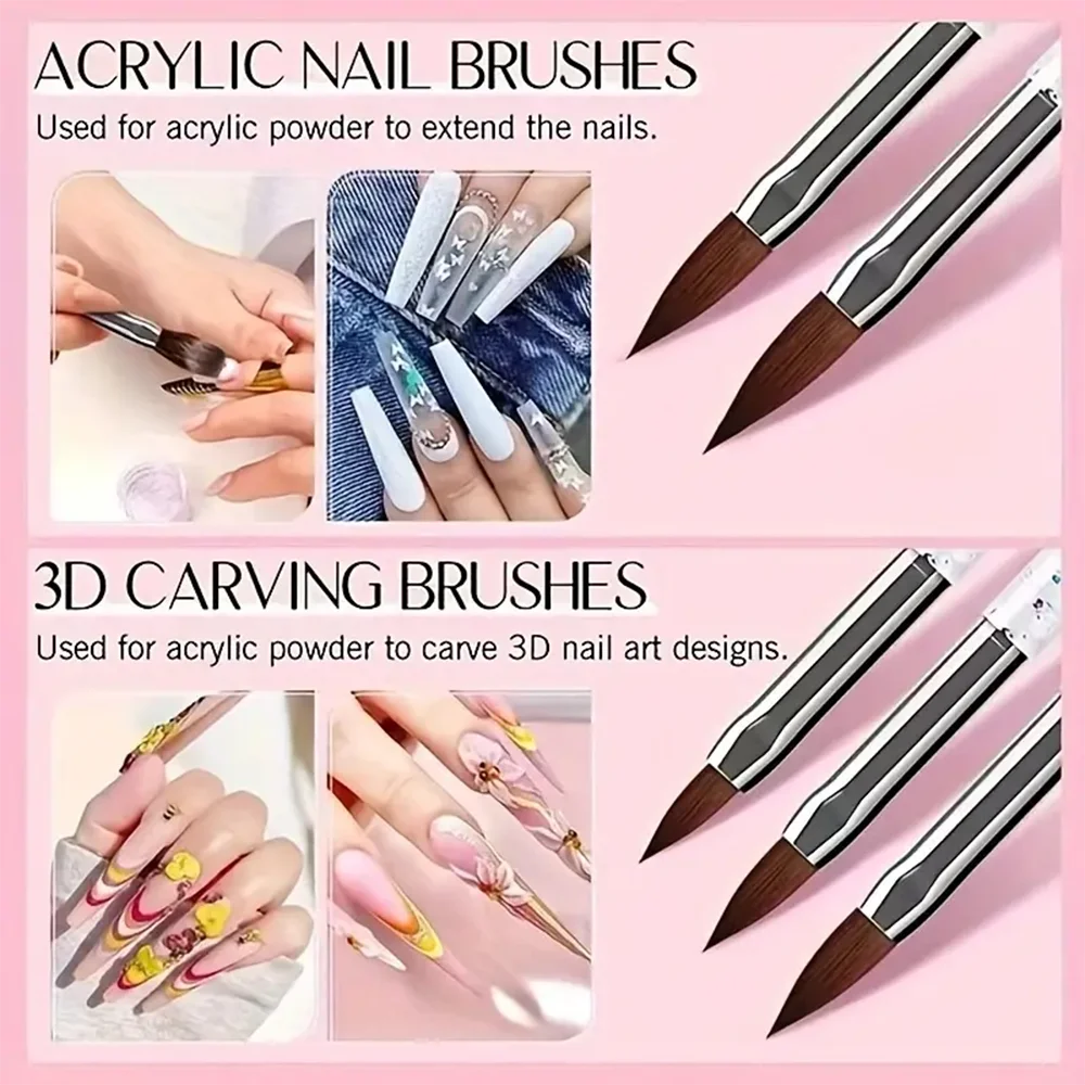 Nail Art Brush Kit for Nail Painting, Floral Carving, Gem Placement, Gel Application, Color Blending, and Line Work.