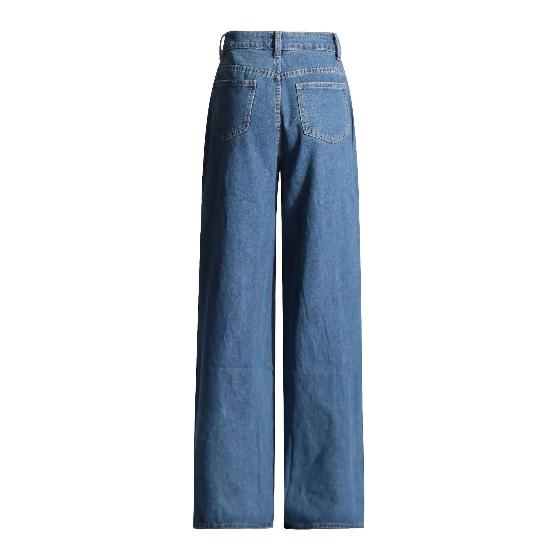 Fashionable Trendy Jeans for Women 2025 New High Waist Printed Love Hollow Design Wide Leg Straight Pants