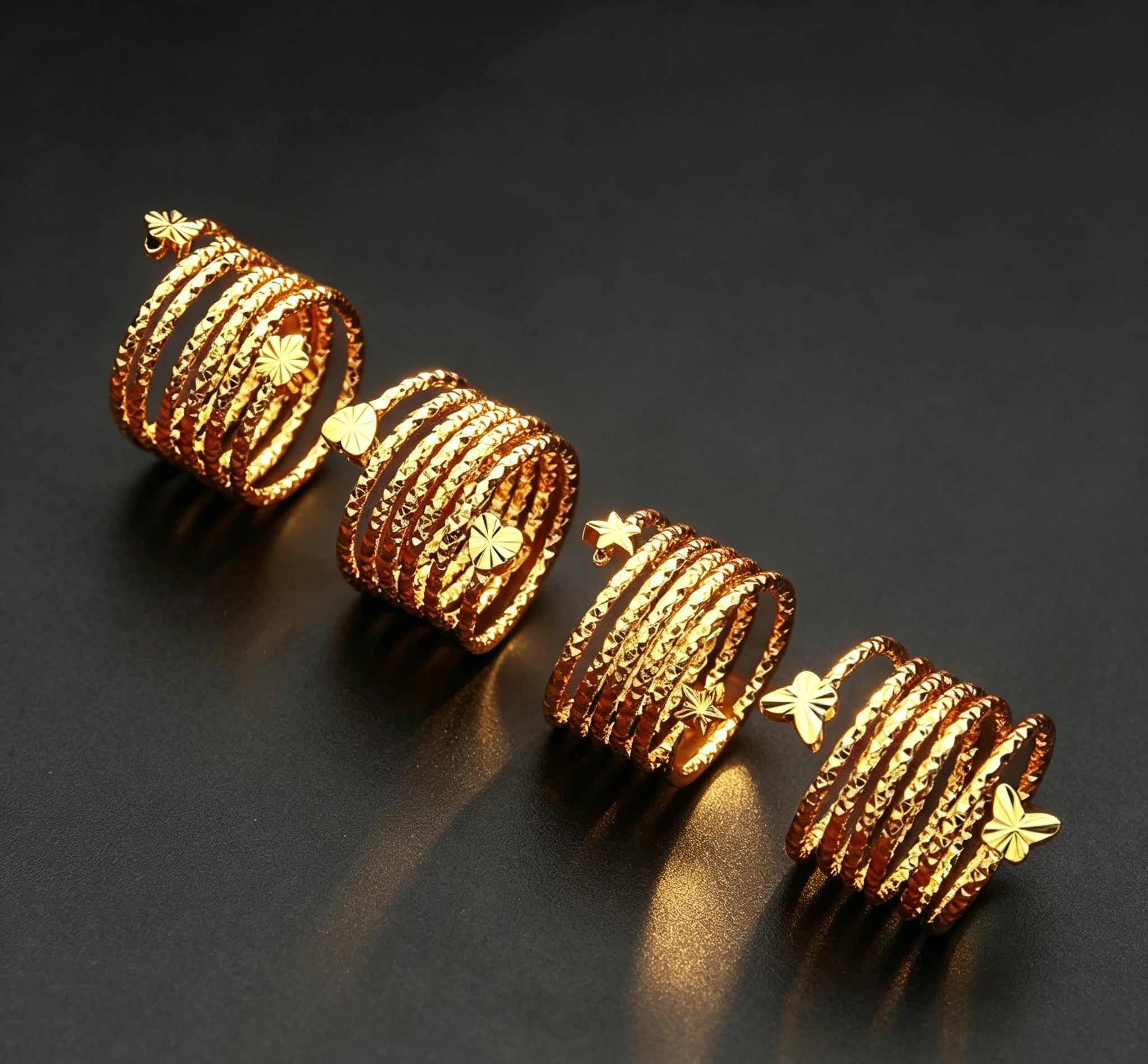 Heart Ring | AU999 Pure Gold, 3D mixed motifs with diamonds, adjustable fit, charming Giving a gift to friend