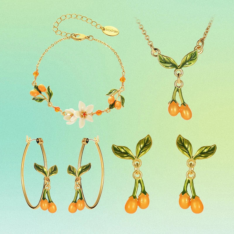 Juicy Grape Fine Jewery Set for Women 2026 New Trend Orange Blossom Jewery Accessory Original Design Birthday Christmas Gifts