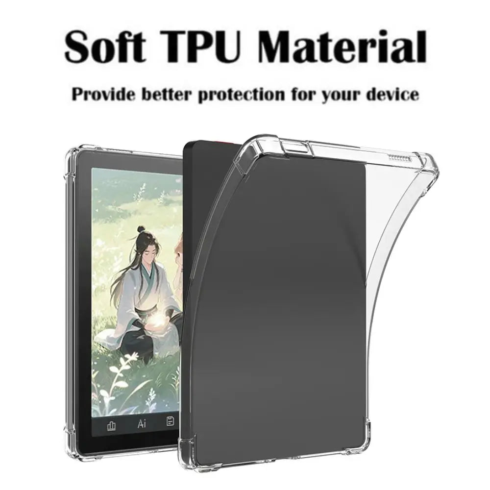 New TPU Tablet Case Transparent Shockproof Back Cover Ultra-thin with Pen Slot Protective Cover for Bigme B6 eReader 6 inch