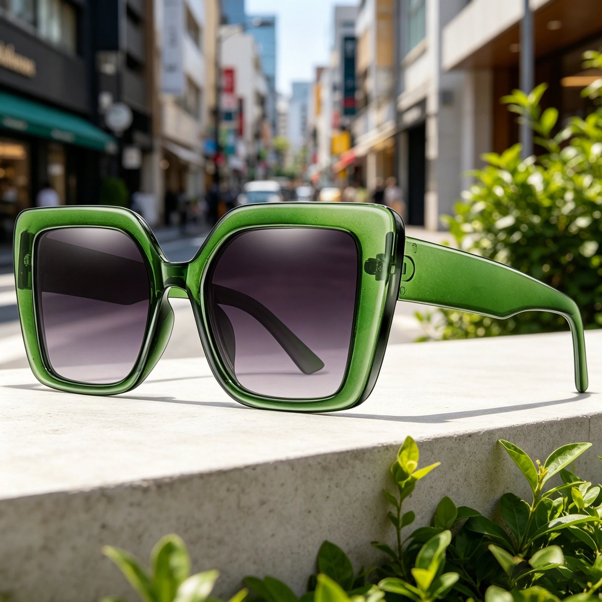 Women's Fashionable Sunglasses Large Lens Square Frame Glasses Suitable for Daily Wear Shopping Beach Parties Unisex