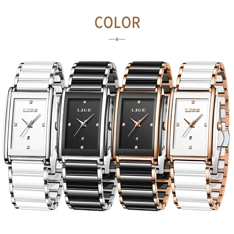 LIGE 2026 NEW Women's Watch Luxury Clock Fashion Ceramic Strap Waterproof Quartz Wristwatch Watches for Women Relogio Feminino