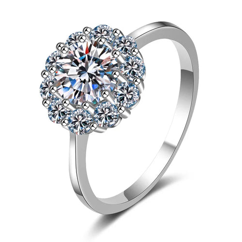 JoyceJelly 1ct 6.5mm Moissanite Rings For Women D Color VVS Luxury Flower Shape Bridal Female Engagement Wedding Jewerly Size5-9