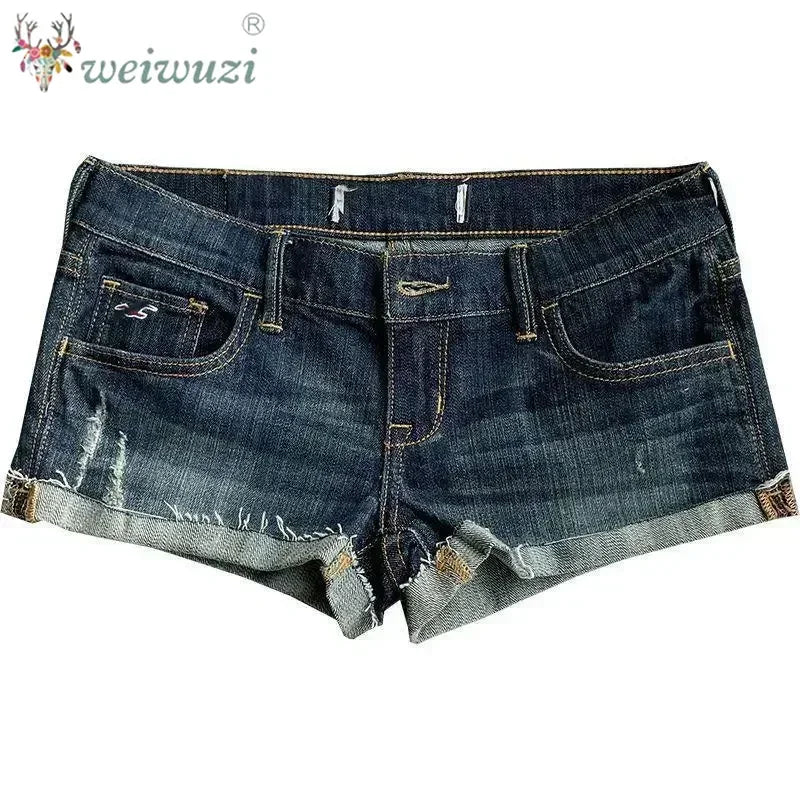 Jeans for Women Low Rise Curled Denim Shorts Skinny Summer New Y2k Spicy Girl Casual Streetwear Sexy Nightclub DJ Mini Shorts