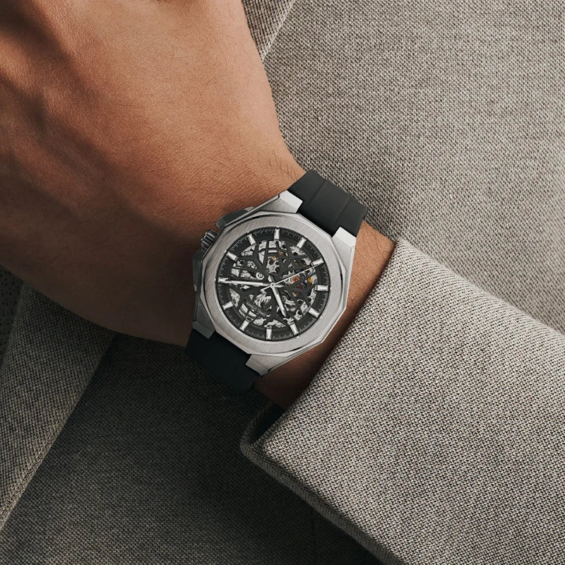 2026 Mens Mechanical Watches Top Brand Luxury Stainless Steel Waterproof Hollow Out Blue Big Male Wristwatches Relogio Masculino