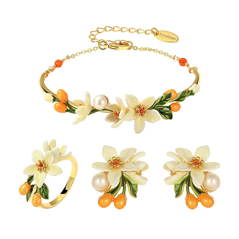Juicy Grape Fine Jewery Set for Women 2026 New Trend Orange Blossom Jewery Accessory Original Design Birthday Christmas Gifts